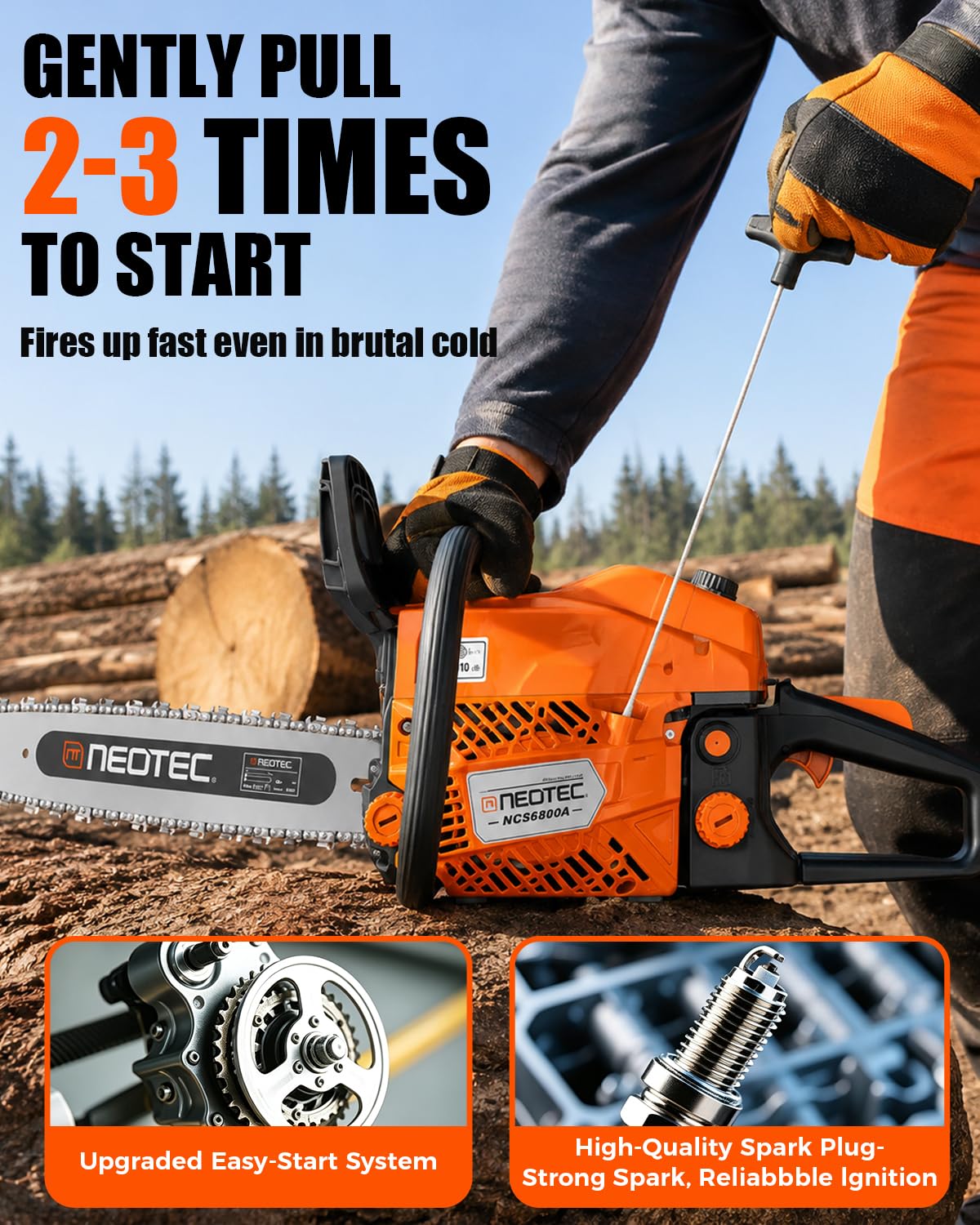 68CC Gas Powered Chainsaw 22 24 Inch Bars 2-Cycle Q402