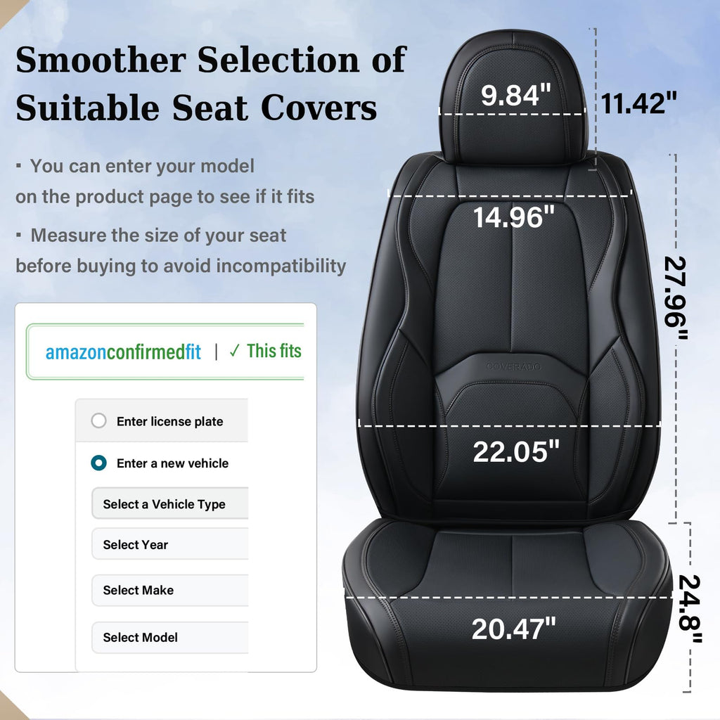 Black Leather Car Seat Covers Full Set U8203