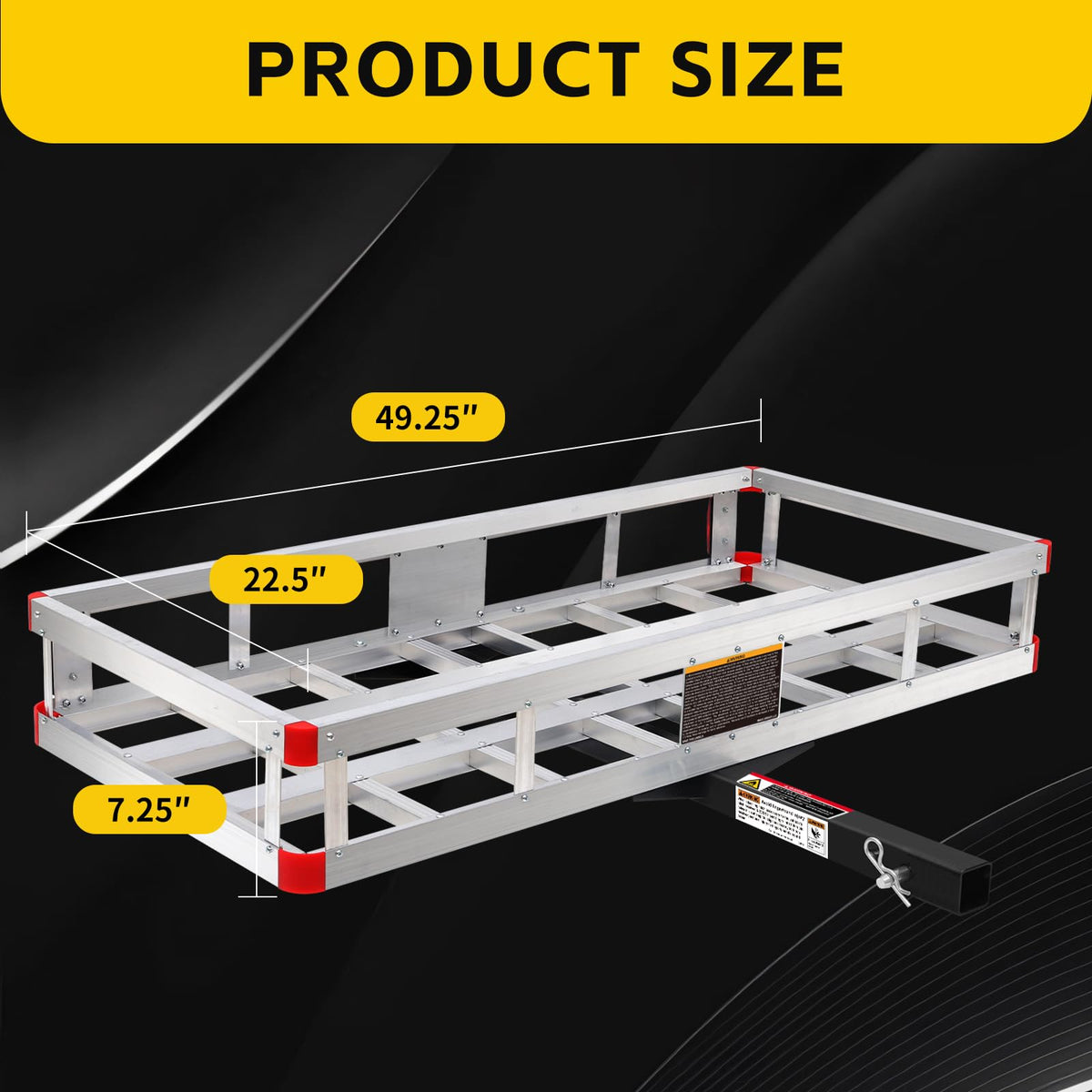Aluminum Cargo Carrier with High Side Rails, 500-lb Load Capacity, Grey, 49" x 22.5" V6172