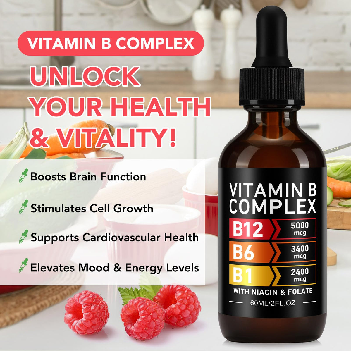 Vitamin B12 Complex Drops 5000mcg 2 Packs E502