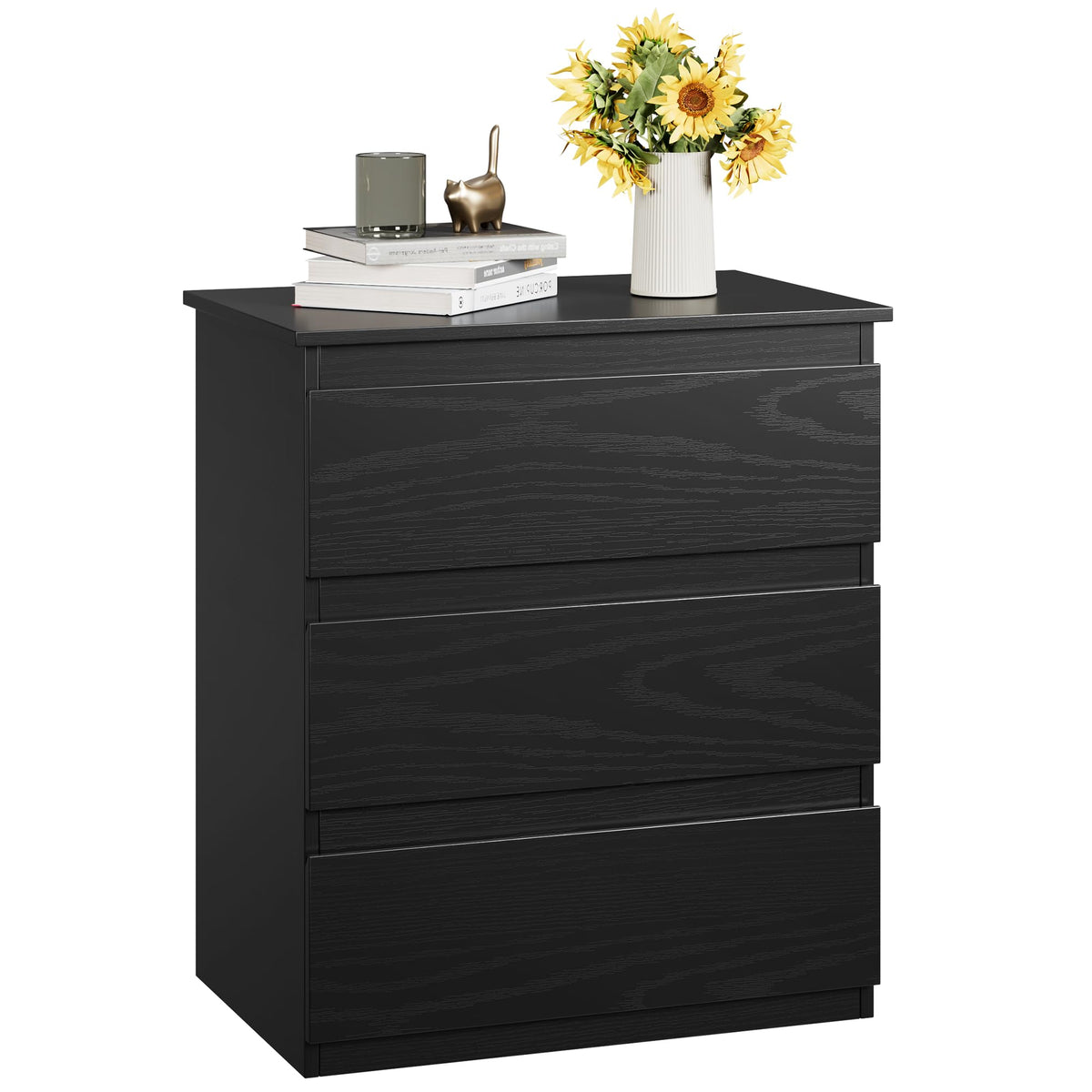 Black 3 Drawer Nightstand U980