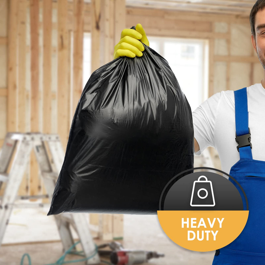 Heavy Duty 42-Gallon Contractor Trash Bags, Tear Resistant, Black, 10 Ct W477