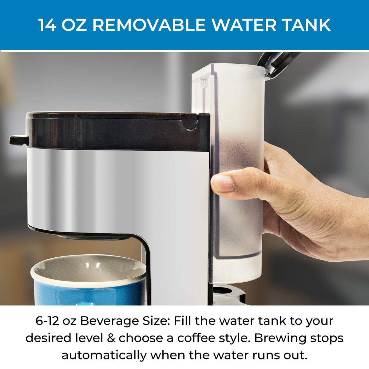 Single Serve Coffee Maker 6–12 Oz Black B9857