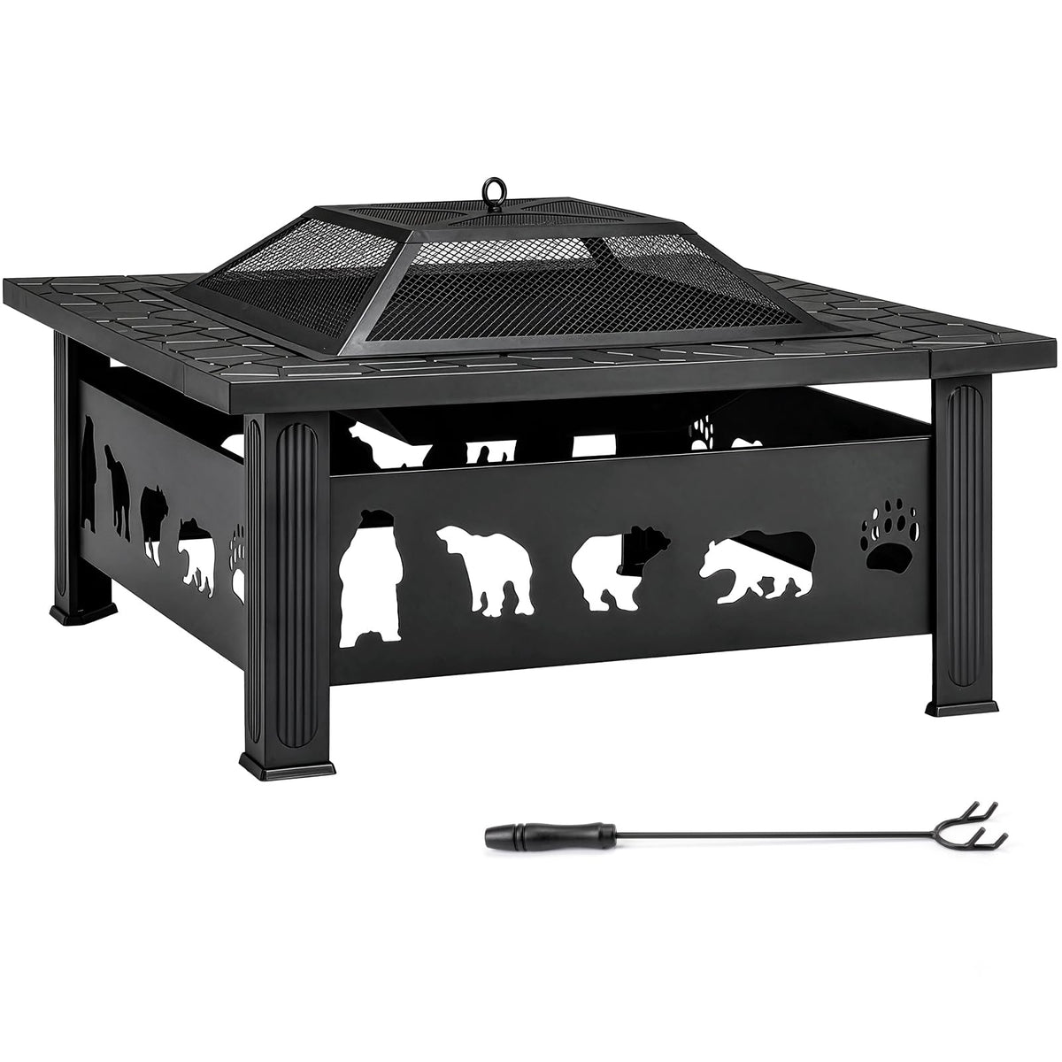 32 Inch Square Metal Patio Fire Pit Table K184