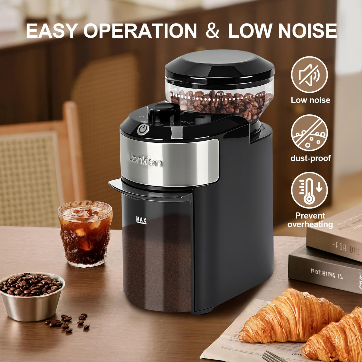 Electric Burr Coffee Grinder with 28 Adjustable Grind Settings F9632