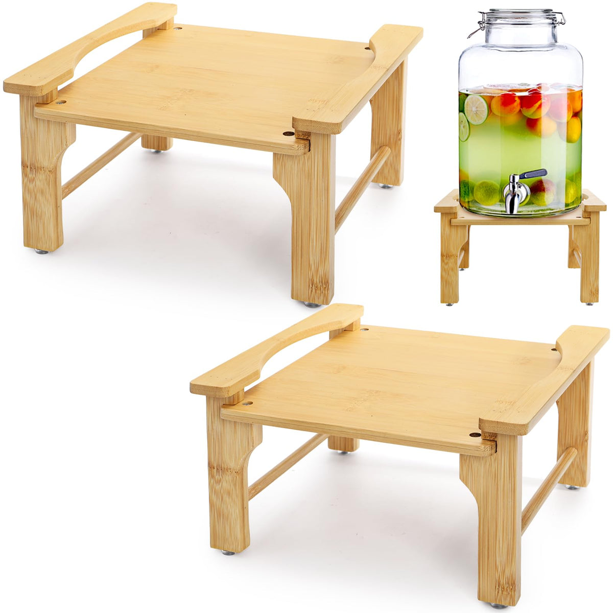 2 Pack Natural Bamboo Beverage Dispenser Stand W2968