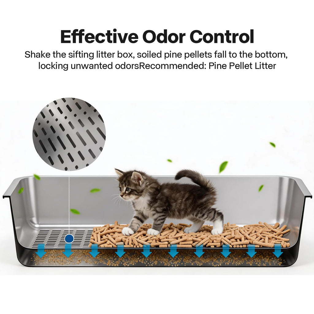 Stainless Steel Sifting Litter Box G690306