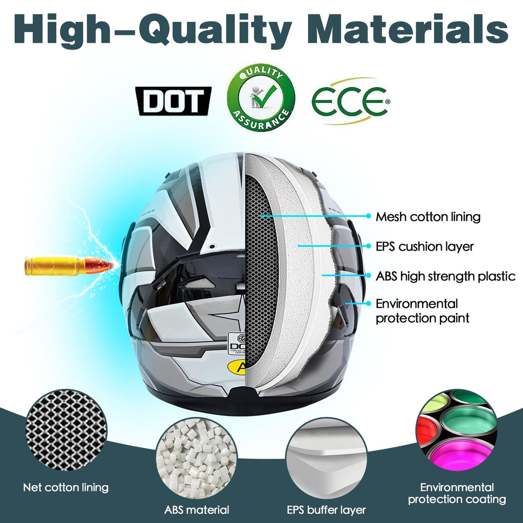 DOT Approved Flip Up Full Face Modular Motorcycle Helmet with Dual Visor P38817