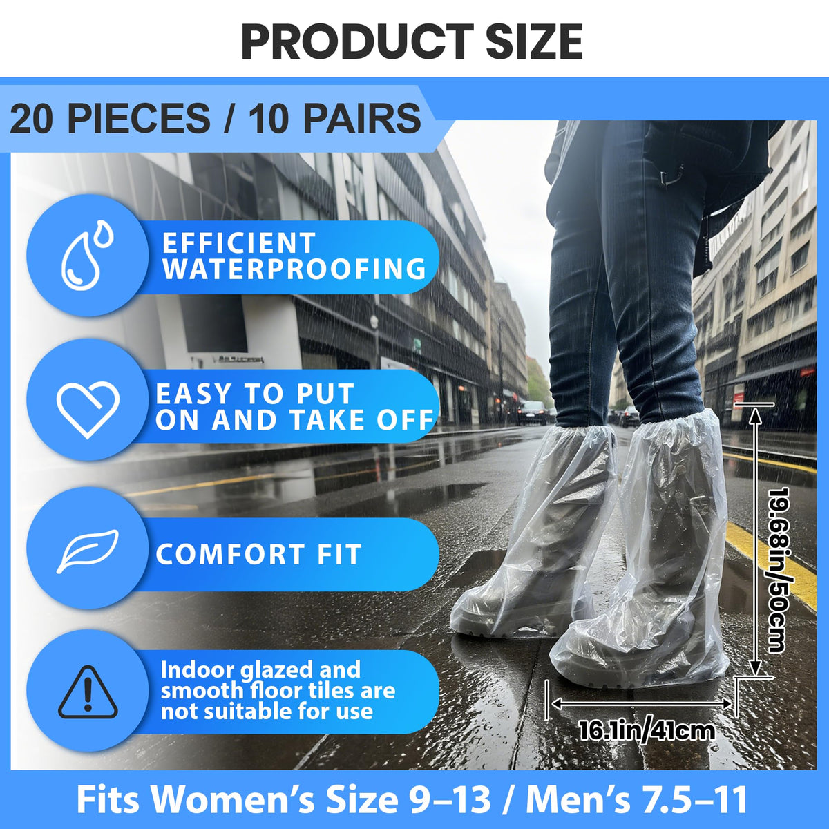 10 Pairs Waterproof Non-Slip Plastic Boot Covers G235956
