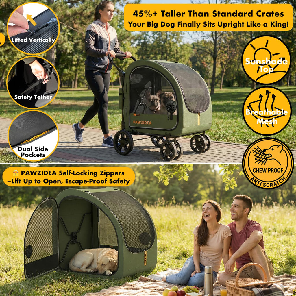 3-in-1 Large Dog Stroller with Detachable Carrier F1069