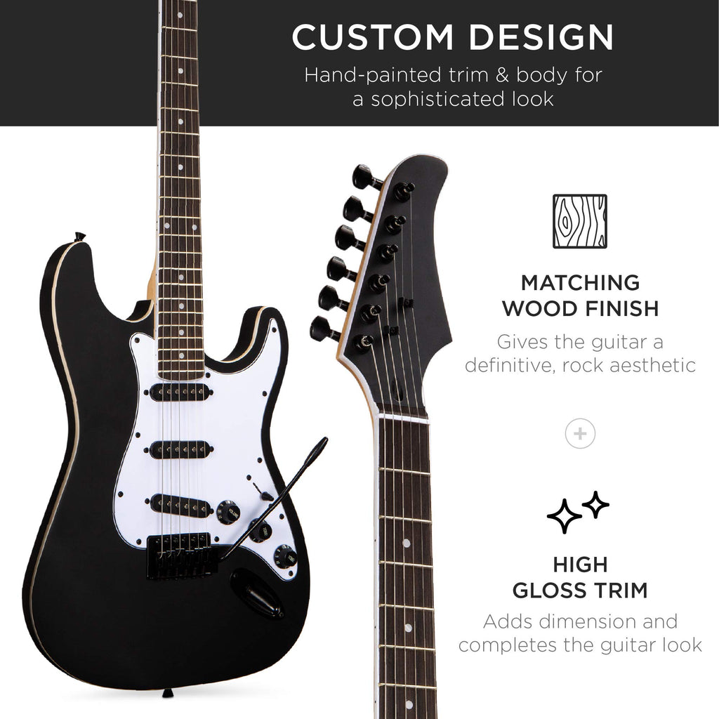 39in Full Size Beginner Electric Guitar Starter Kit with Case, Amp, Strings, Pick - Jet Black L913913