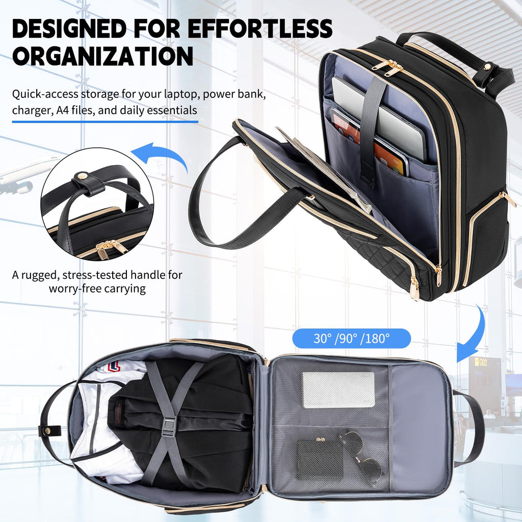 Underseat Carry On Luggage with Wheels, Black, 17" Q678924