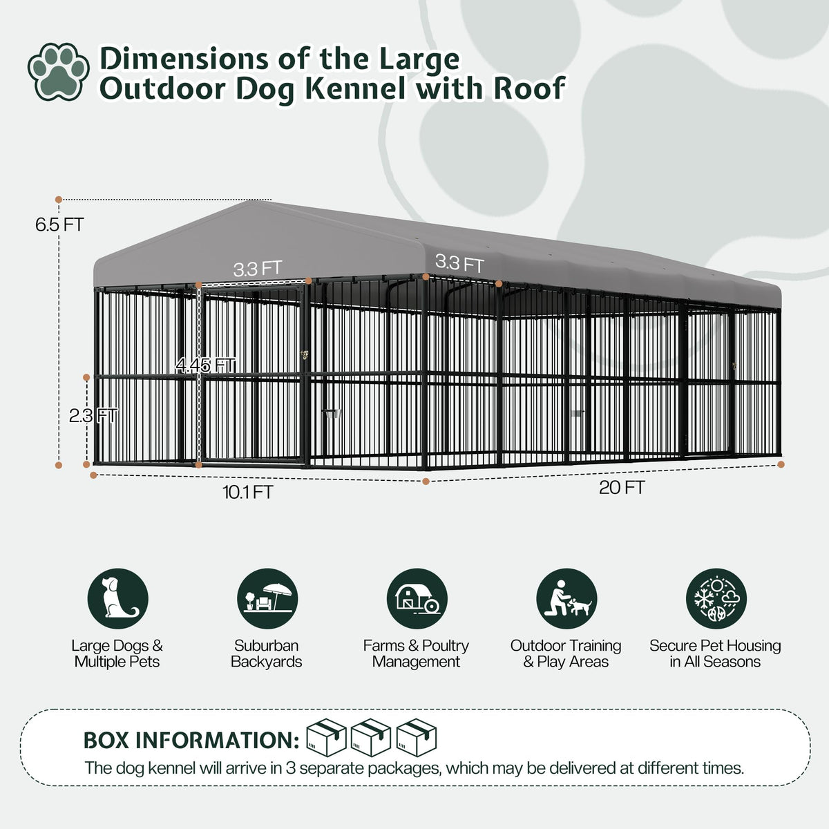 10x20x6.4 FT Outdoor Dog Kennel D6354