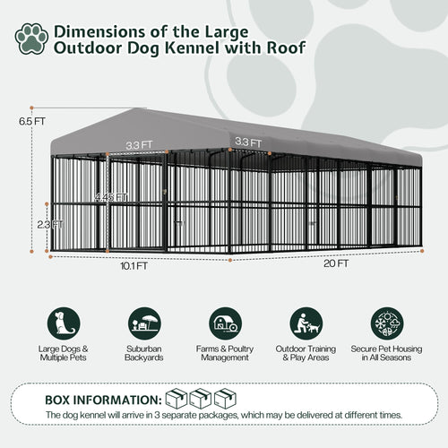 10x20x6.4 FT Outdoor Dog Kennel D6354