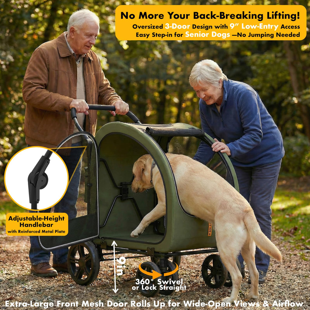3-in-1 Large Dog Stroller with Detachable Carrier F1069