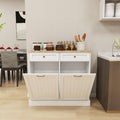 White 20 Gallon Wooden Tilt Out Trash and Recycling Cabinet T192