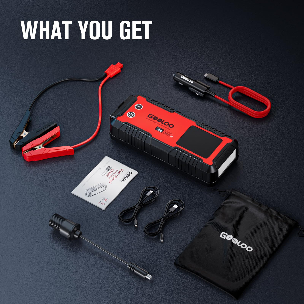 6000A 12V Jump Starter with 100W Fast Charge Q2102