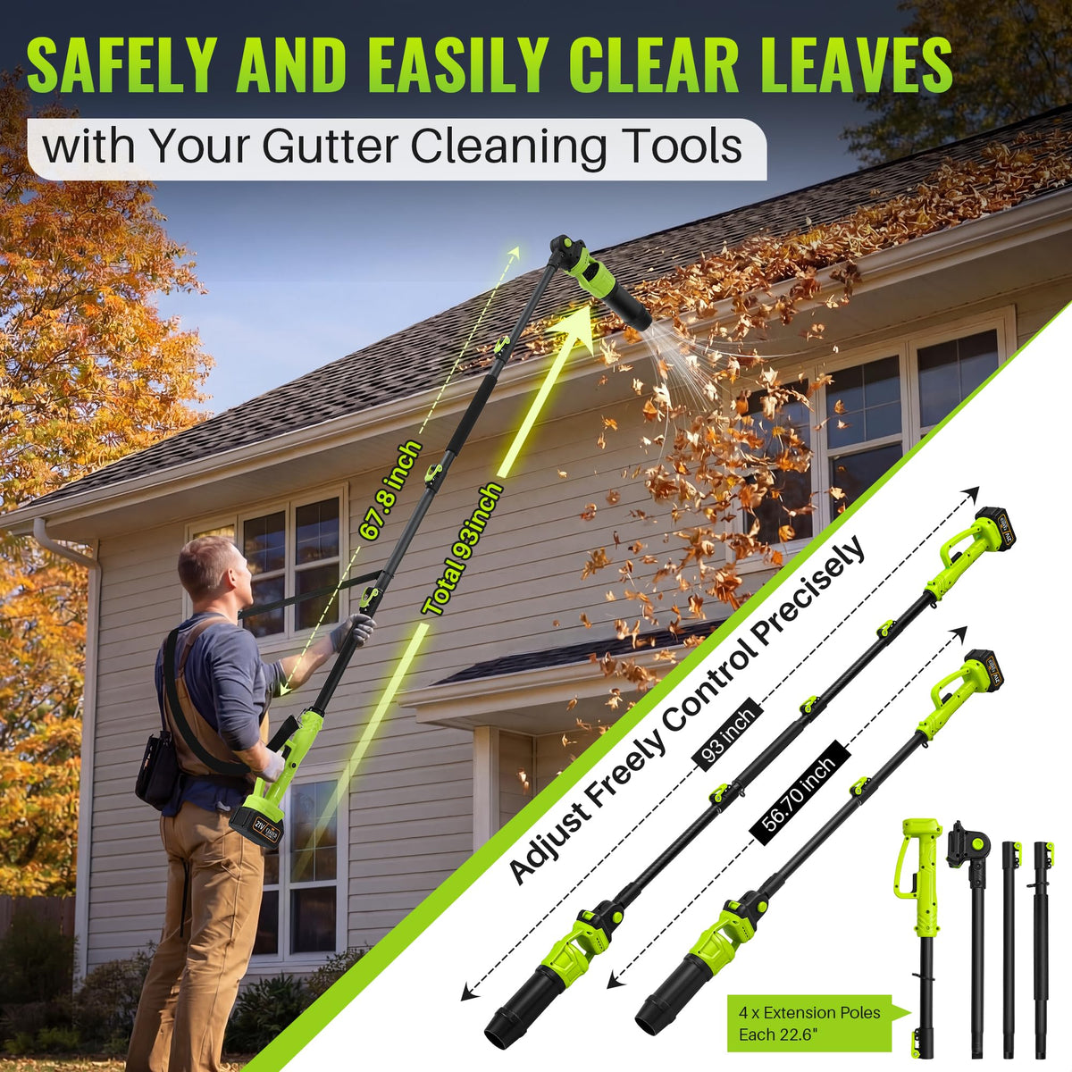Cordless Leaf Blower with 2 Batteries 21V, 580CFM/180MPH S487