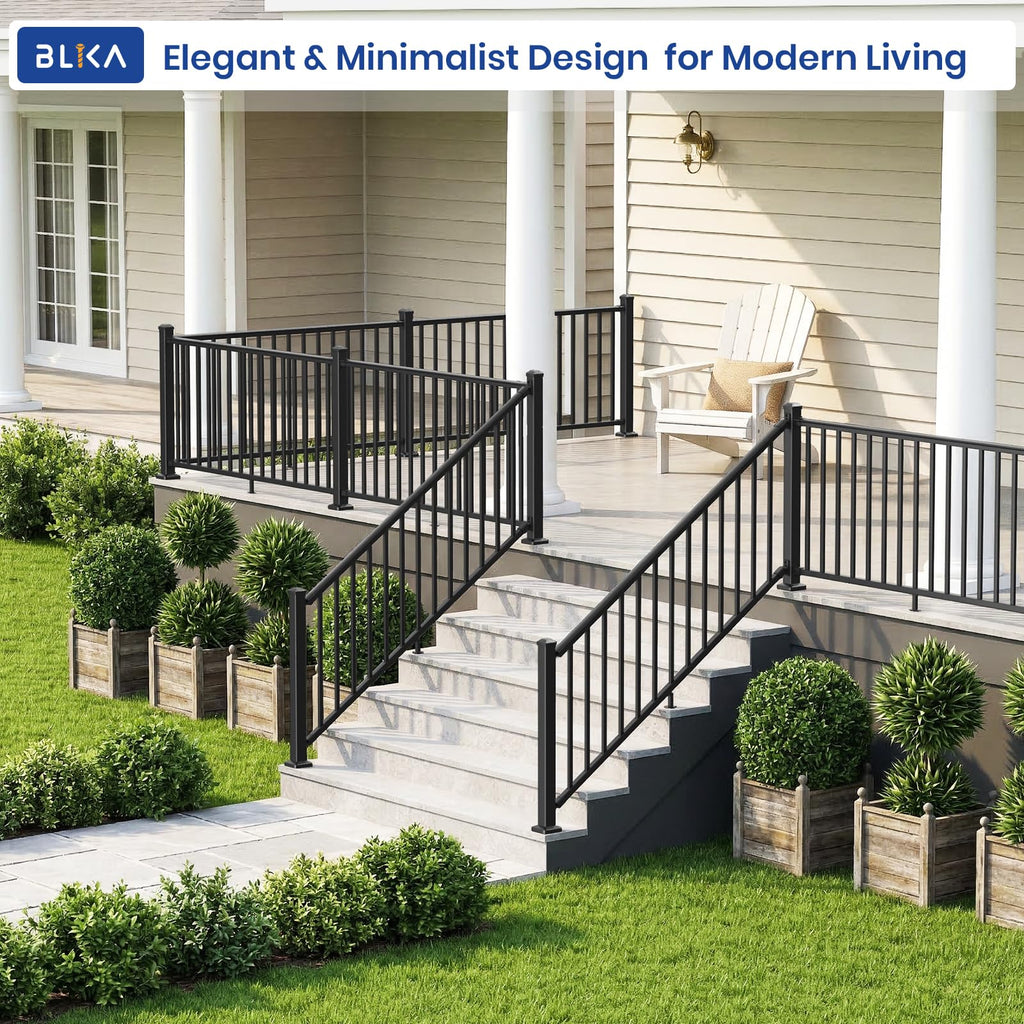 Aluminum Stair Railing Kit with Post, Matte Black T7470