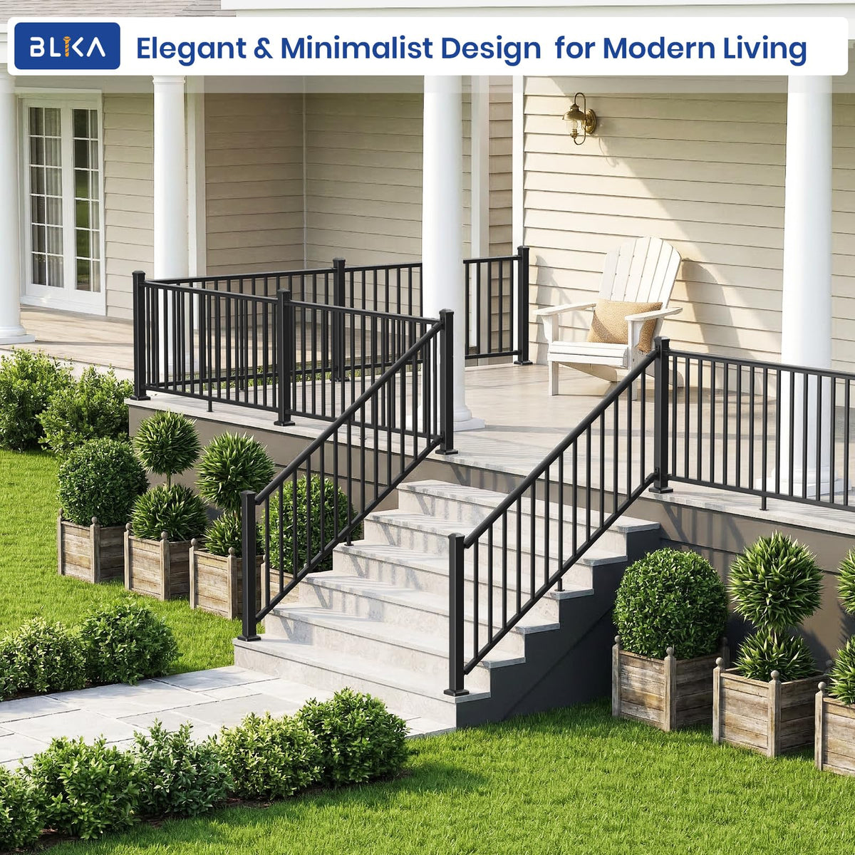 Aluminum Stair Railing Kit with Post, Matte Black T7470