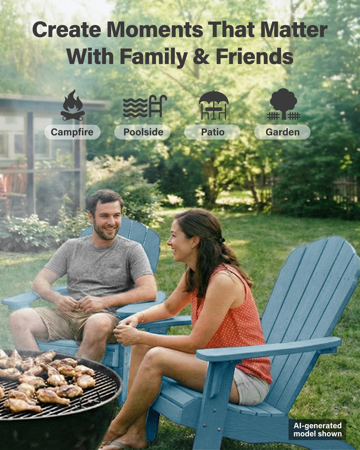 Oversized Adirondack Chair Set of 4 Blue L289681