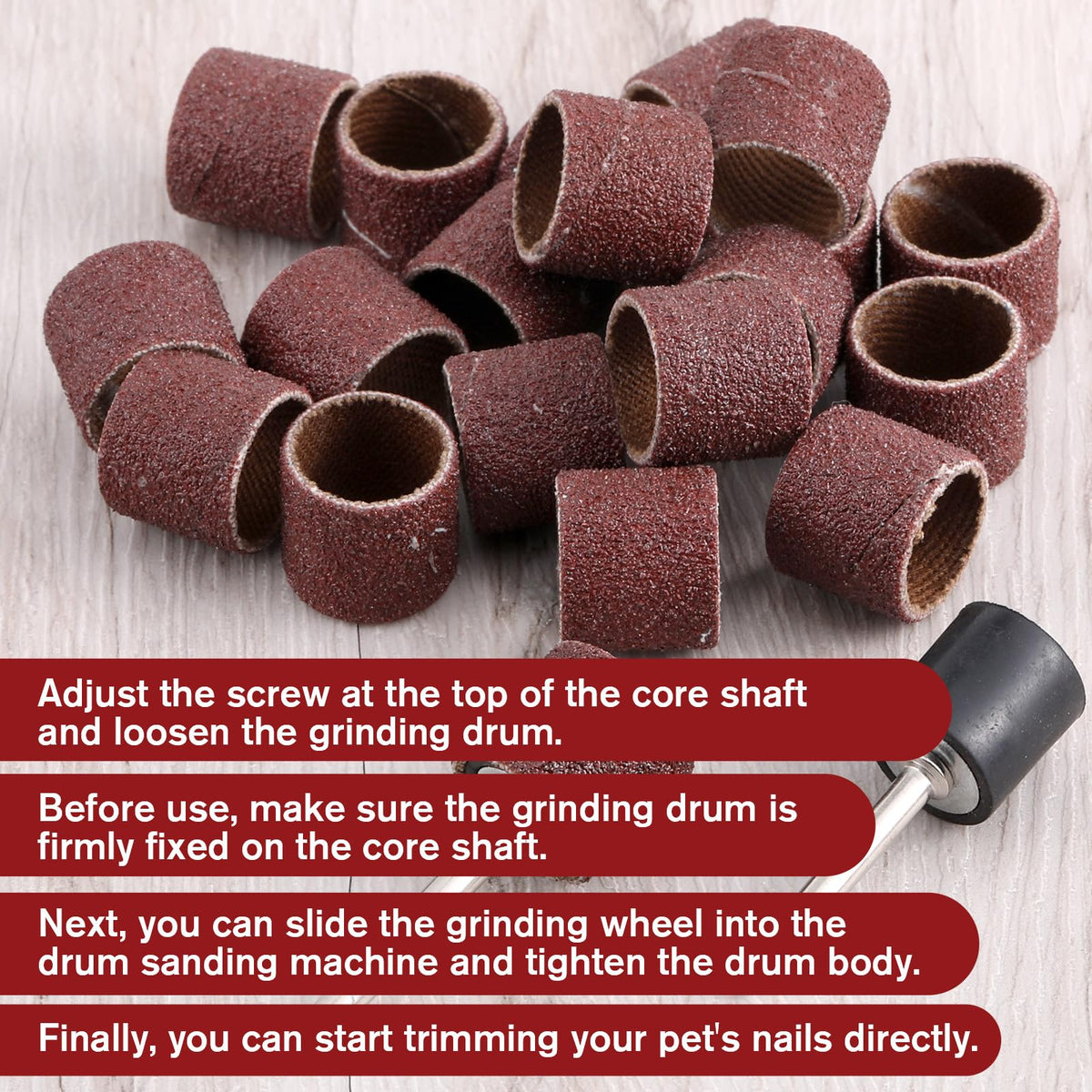 22Pcs Dog Nail Grinder Sanding Bands and Drums Replacement Kit C865