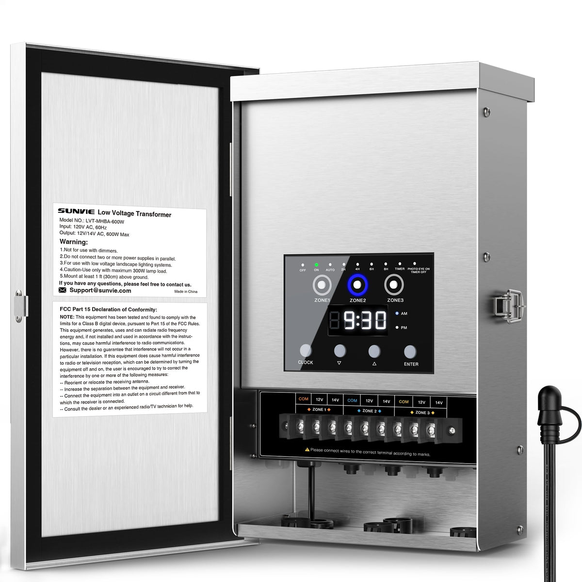 600W Low Voltage Transformer with Photo Sensor & Timer J417