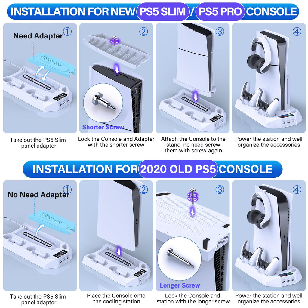 PS5 Cooling Stand with Controller Charging Station, White O759776