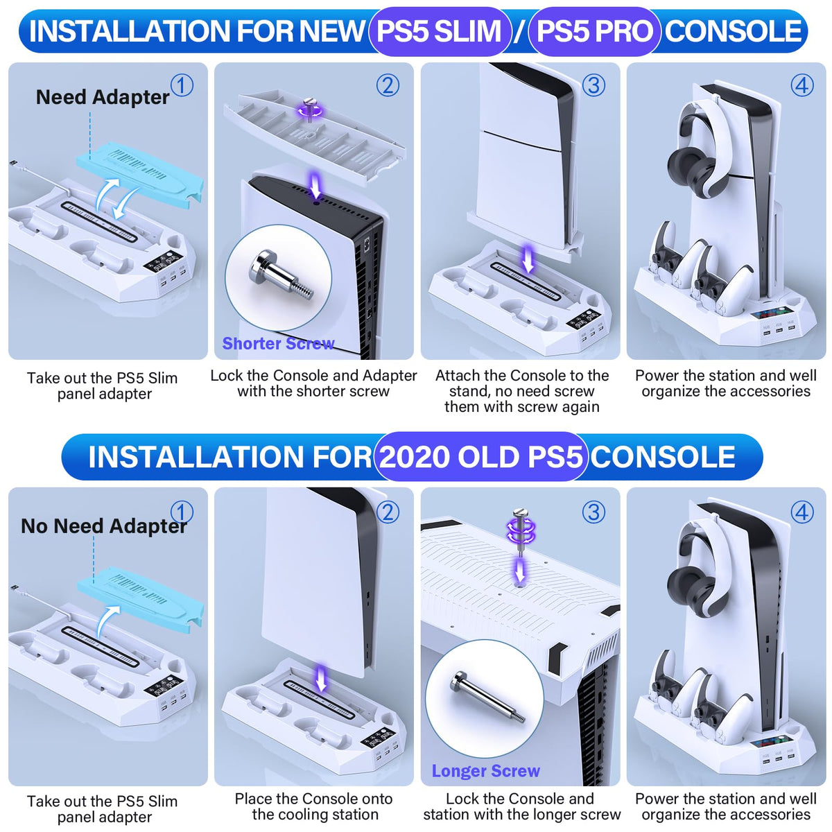PS5 Cooling Stand with Controller Charging Station, White O759776
