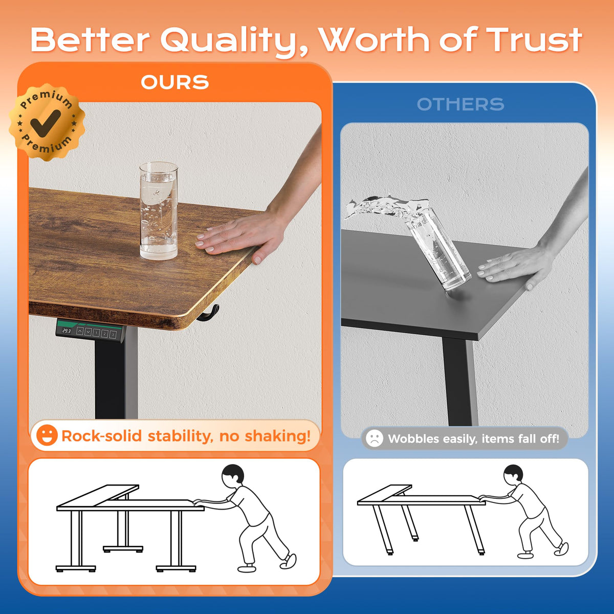 63 x 55 Inch L Shaped Standing Desk with Power Outlets Y743
