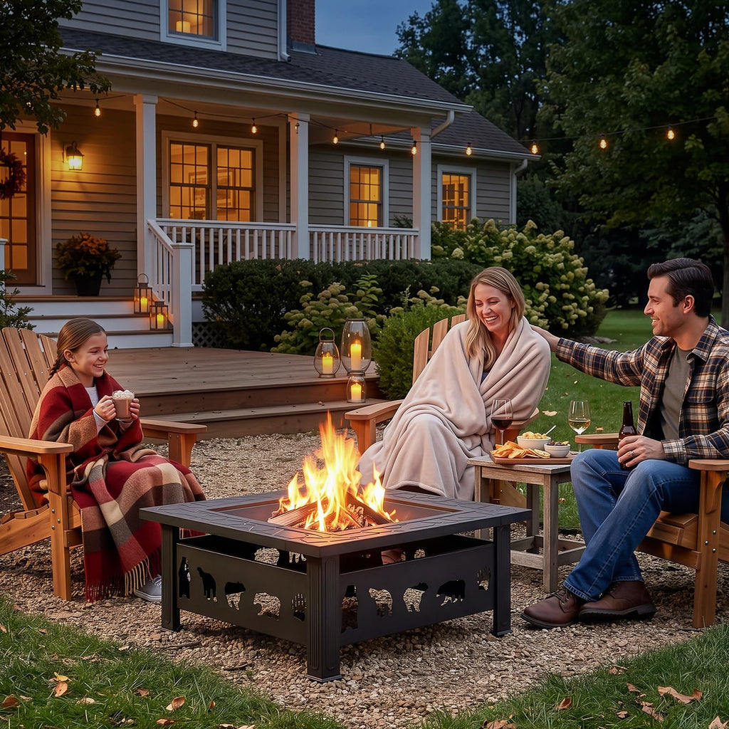 32 Inch Square Metal Patio Fire Pit Table K184