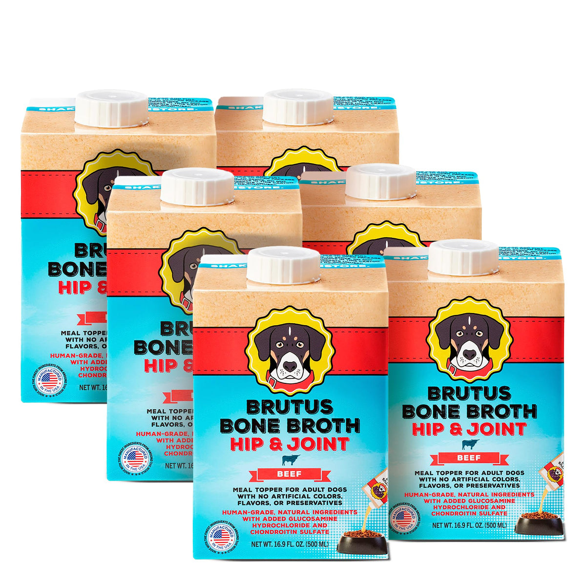 Bone Broth for Dogs with Chondroitin Glucosamine Turmeric 16.9oz Pack of 6 L8222