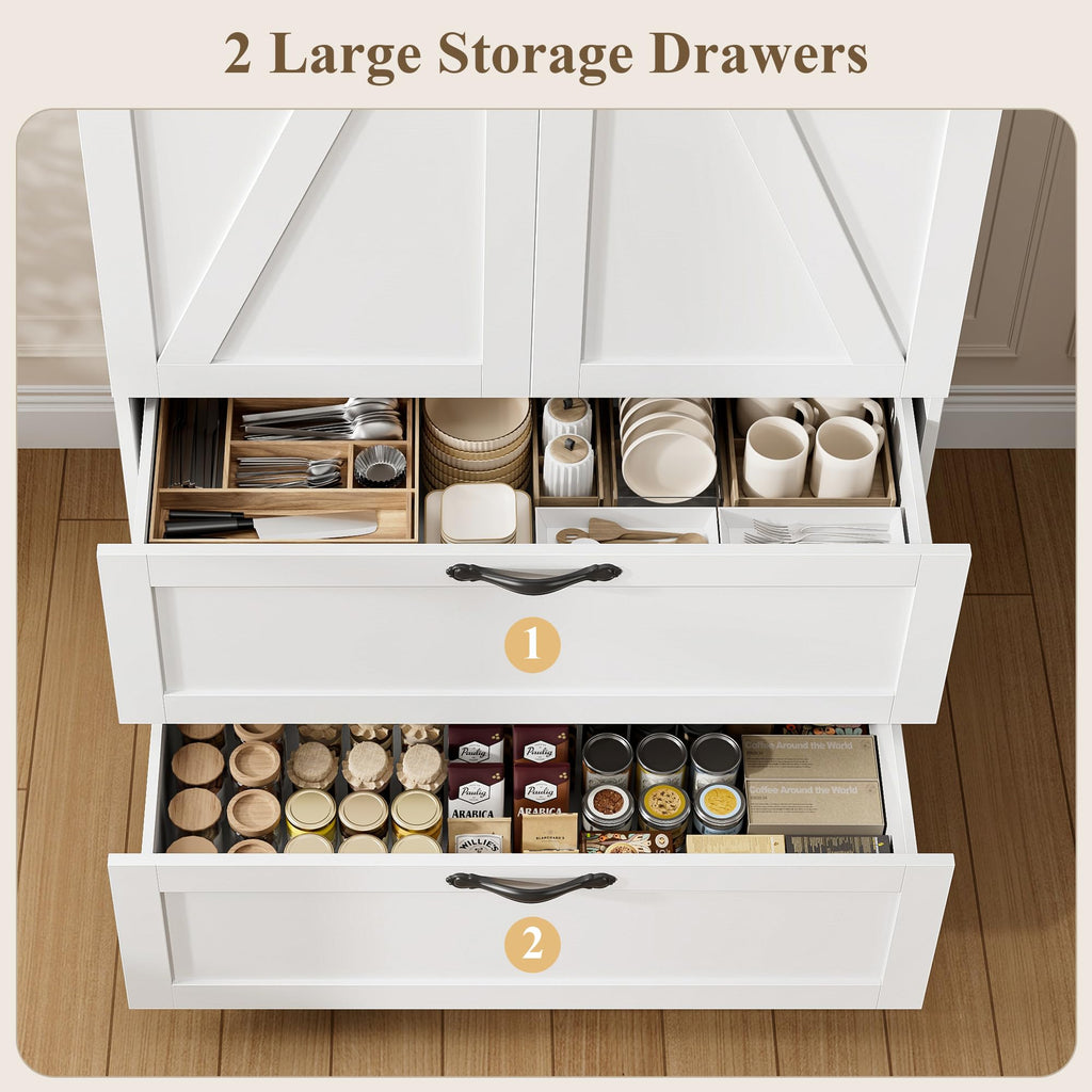 70" White Kitchen Pantry Storage Cabinet T851