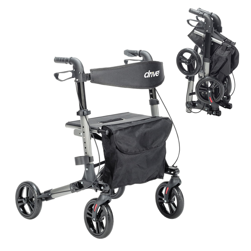 Compact Folding Rollator with Seat and Brakes, 8-Inch Wheels Z953