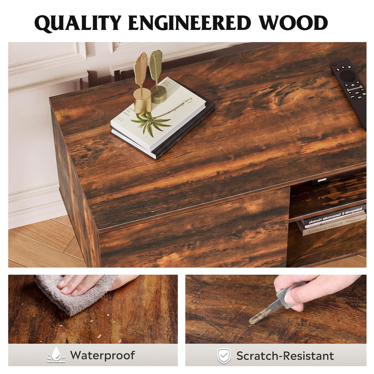 TV Stand with 2 Cabinets Storage & Adjustable Shelf E244243