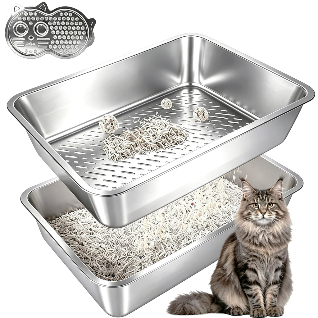 Stainless Steel Sifting Litter Box G690306