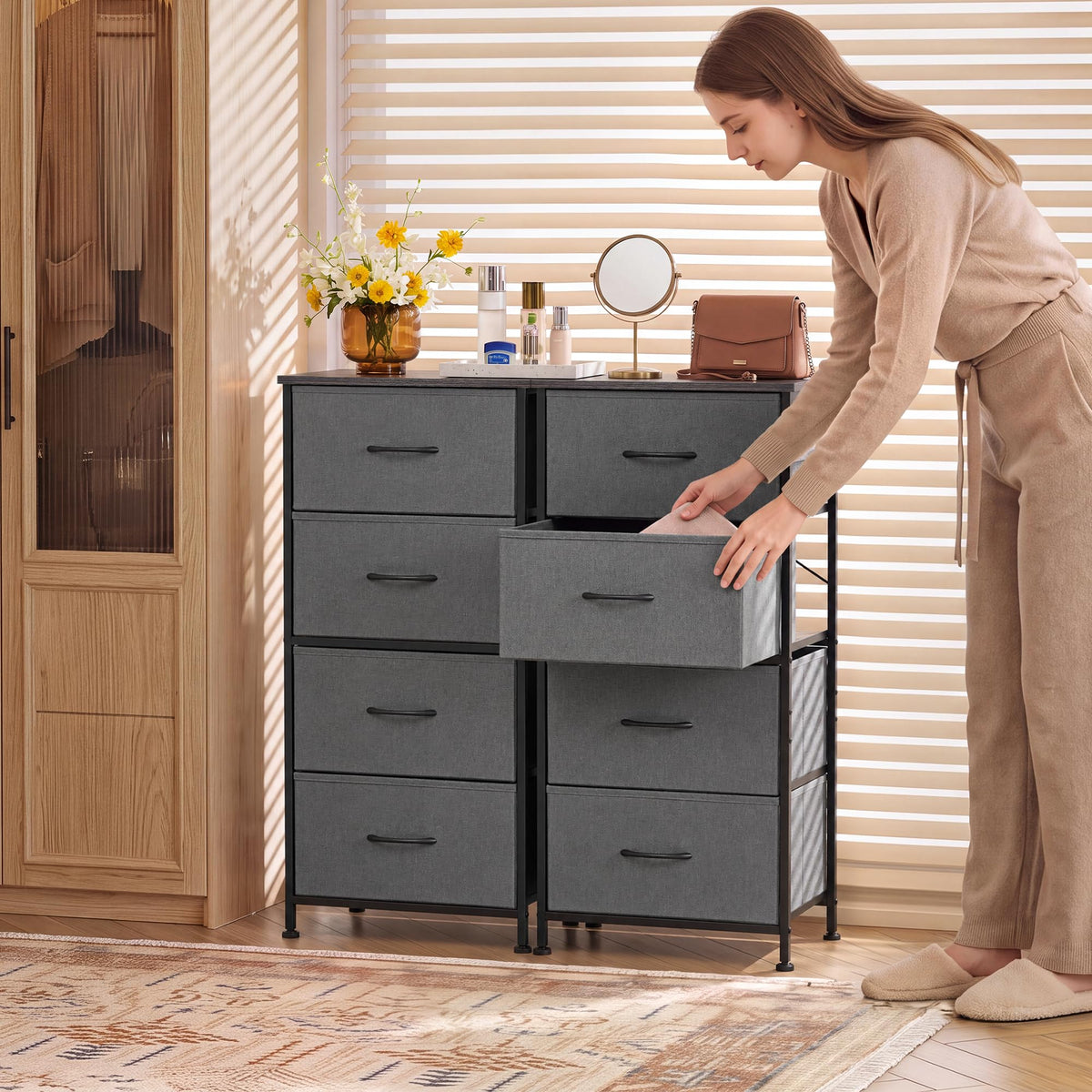Small 4 Drawer Dark Grey Dresser X55165