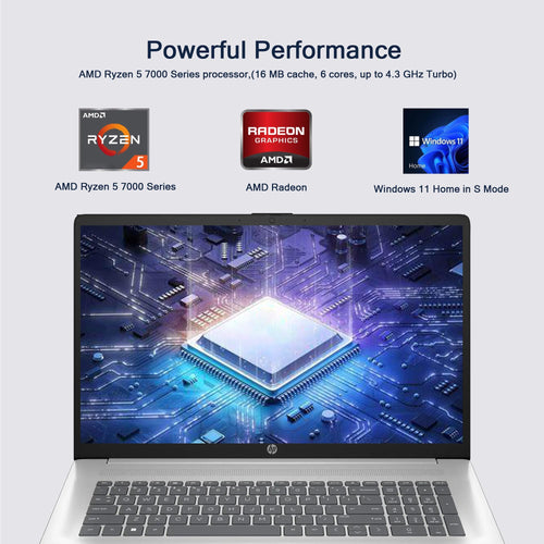17.3" FHD Laptop, 16GB RAM, 1TB SSD, AMD Ryzen 5, Windows 11 Home, Silver H32616