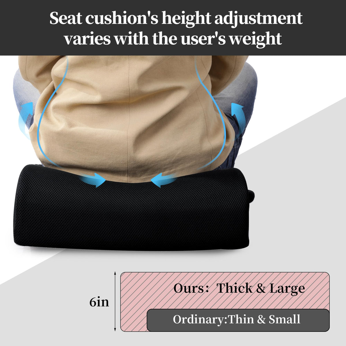 Extra Thick Memory Foam Chair Cushion with Carry Handle F140
