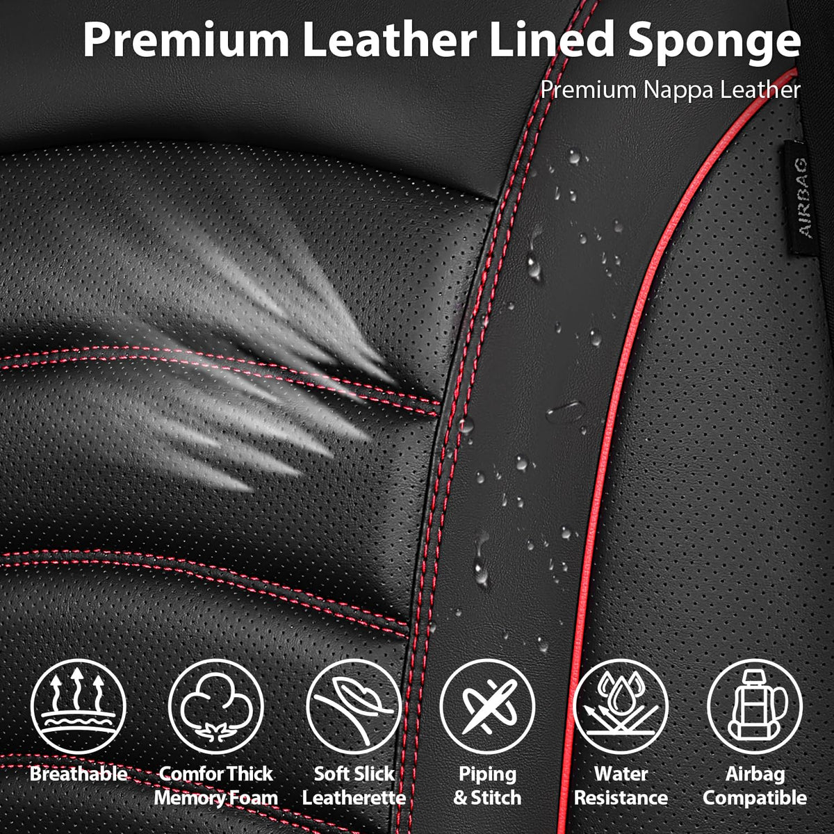 3D Foam PU Leather Car Seat Covers Full Set C1125