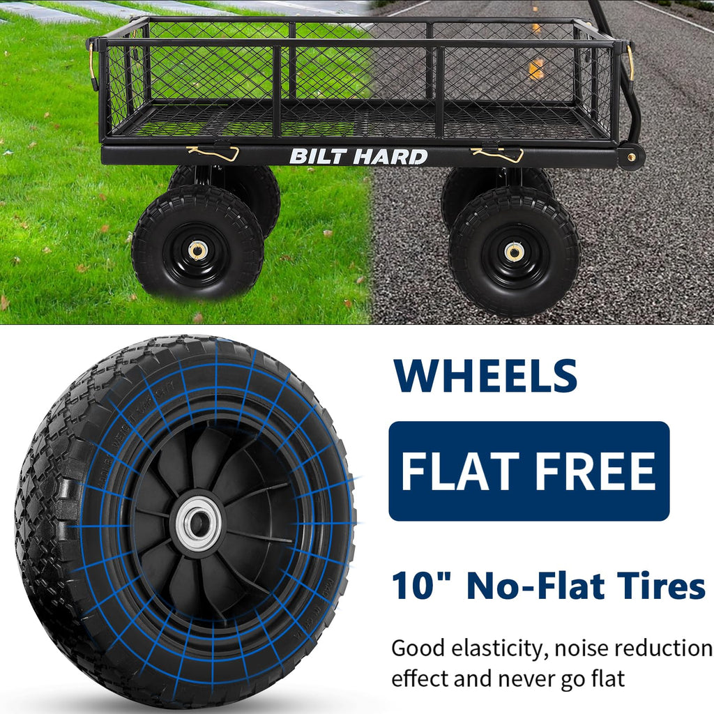 10" Flat Free Tires Steel Garden Cart with Rotating Handle F42570
