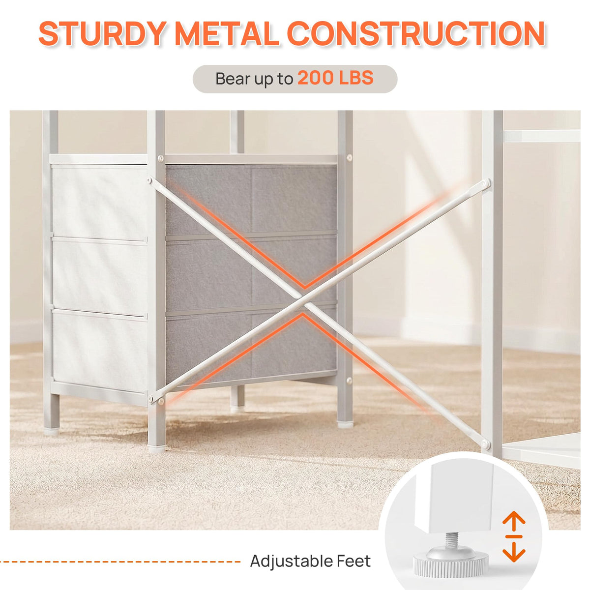 White 47 Inch L Shaped Gaming Desk with 3 Drawers and Shelves P7884