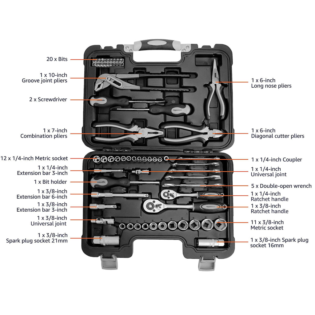 65-Piece Household Hand Tool Kit Set with Storage Case R304493