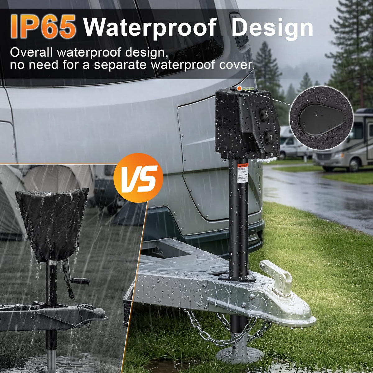 Waterproof Electric Trailer Jack with Built-in Spirit Level C530