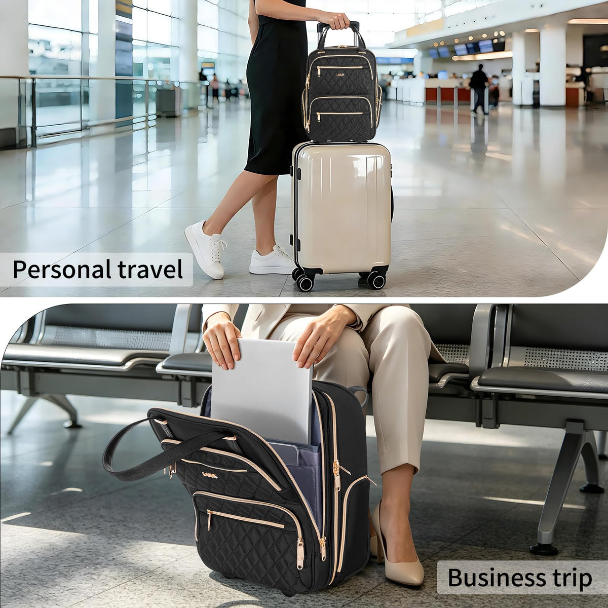Underseat Carry On Luggage with Wheels, Black, 17" Q678924