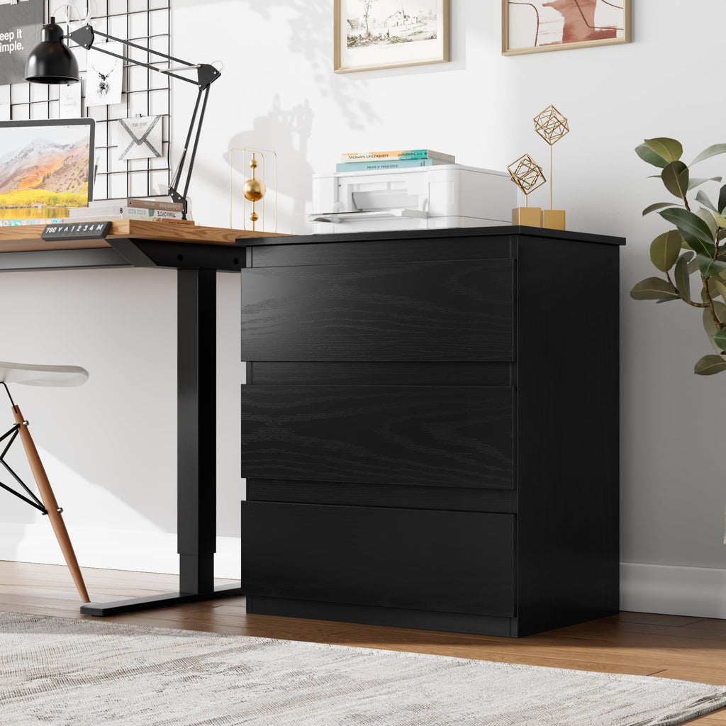 Black 3 Drawer Nightstand U980