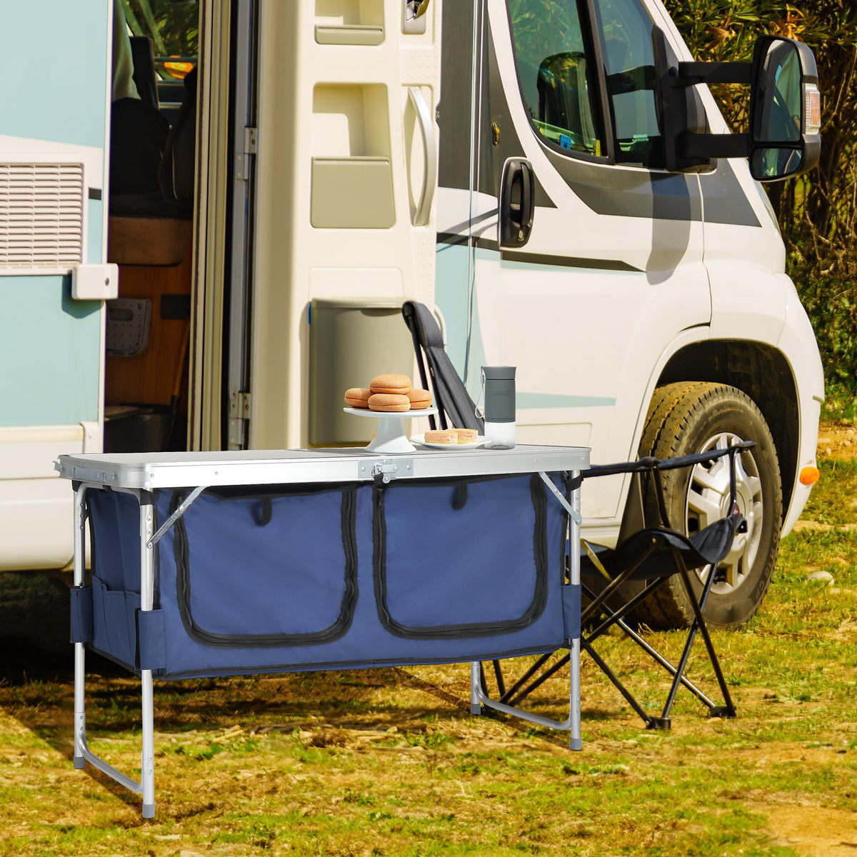 4 Ft White Aluminum Folding Camping Table T8543