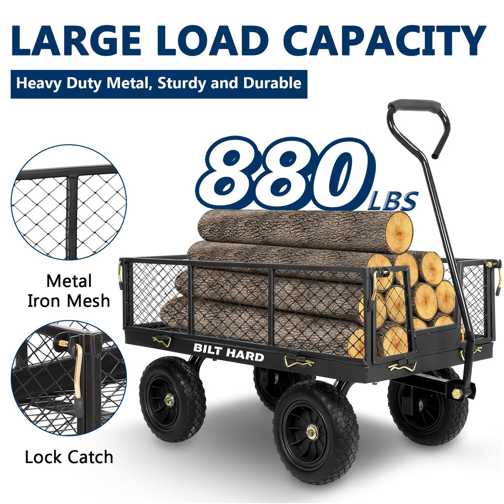 10" Flat Free Tires Steel Garden Cart with Rotating Handle F42570