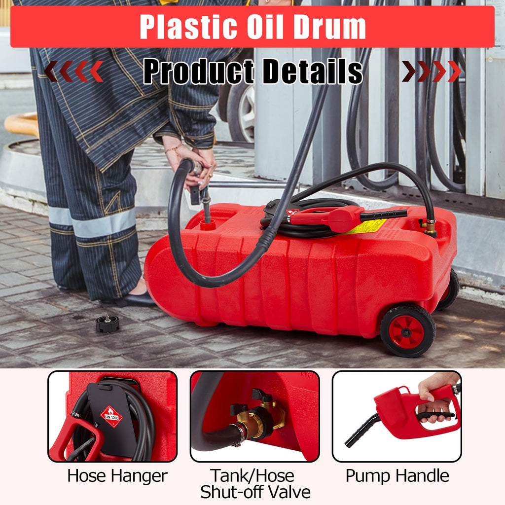 15 Gallon HDPE Portable Fuel Tank Caddy with Wheels V7832
