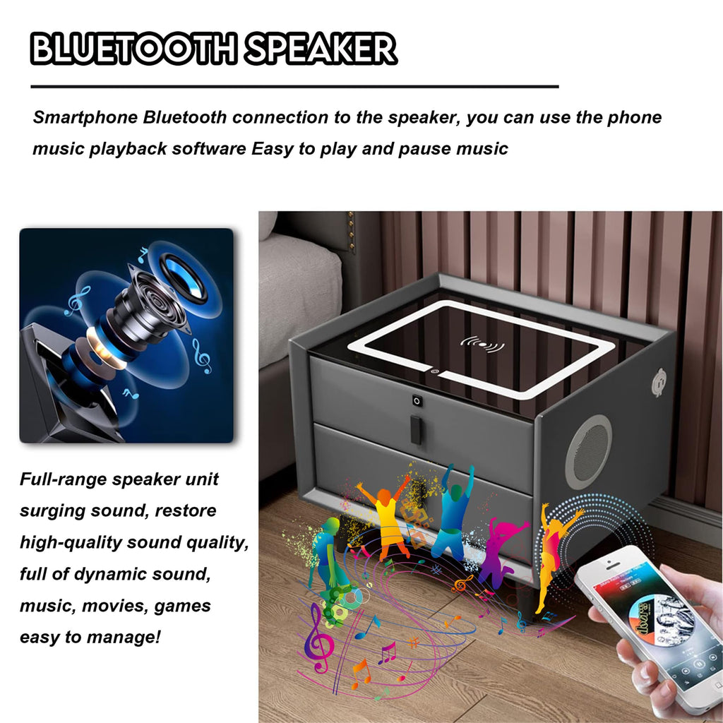 Pink 3 Drawer Nightstand with Charging Station and Speakers R25243